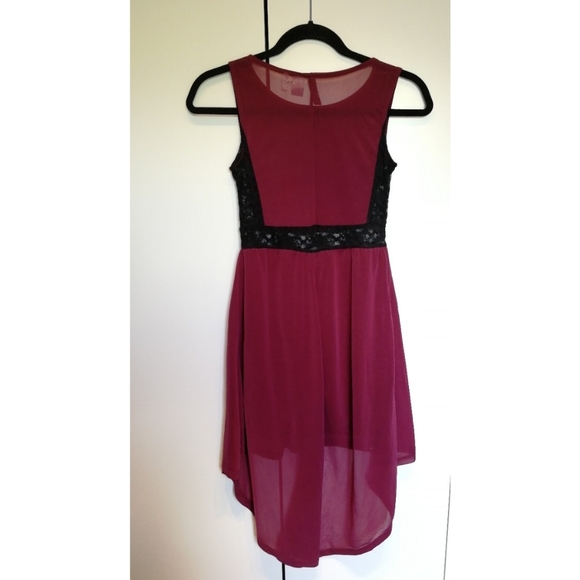 H&M Burgundy lace high low hem midi dress XS - Picture 3 of 7